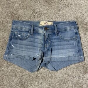 Y2K Hollister Low Rise Short-Shorts Micro Booty Shorts Medium Wash Denim Sz 1/25